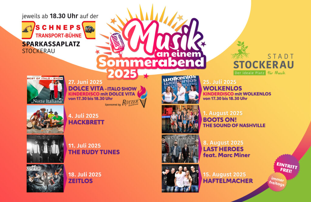 Flyer Musik an einem Sommerabend Stockerau 2025