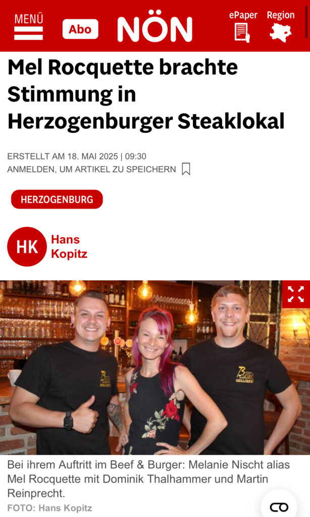 Mel Rocquette brachte Stimmung in Herzogenburger Steaklokal